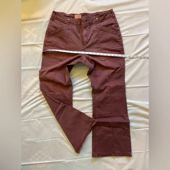 Pilcro Flare Jeans in Rich Burgundy - Picture 3 of 5